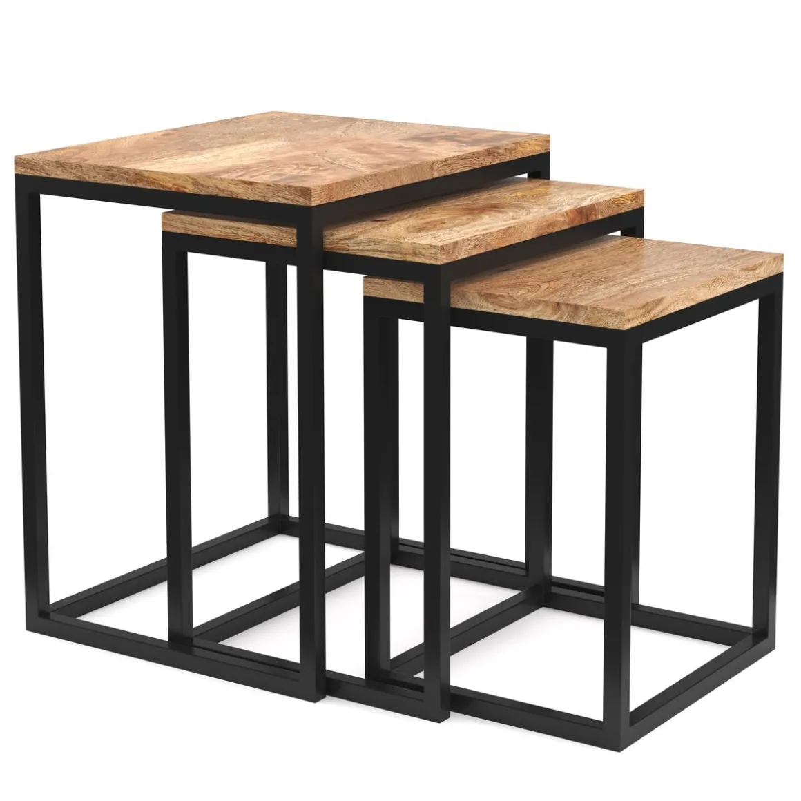 Beistelltisch Holz TOM 3-teilig natur/schwarz