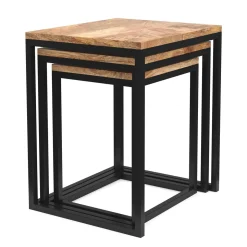 Beistelltisch Holz TOM 3-teilig natur/schwarz