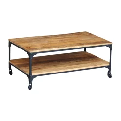 Beistelltisch Holz Vintage BULLOCK mit Rollen 100 x 55 x 40 cm