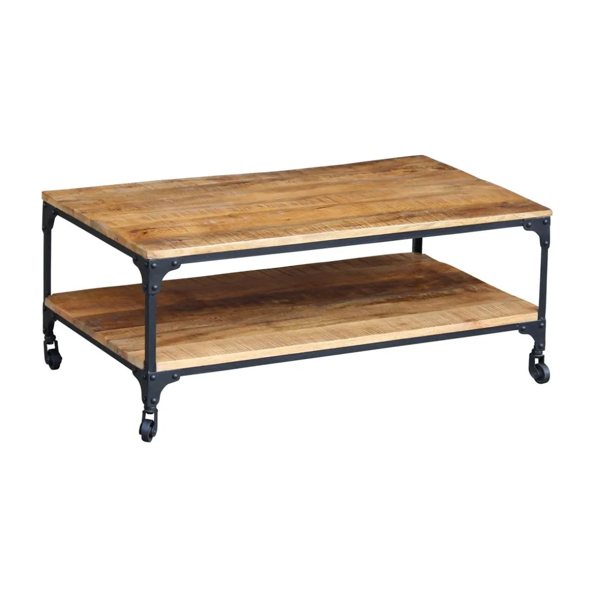 Beistelltisch Holz Vintage BULLOCK mit Rollen 100 x 55 x 40 cm
