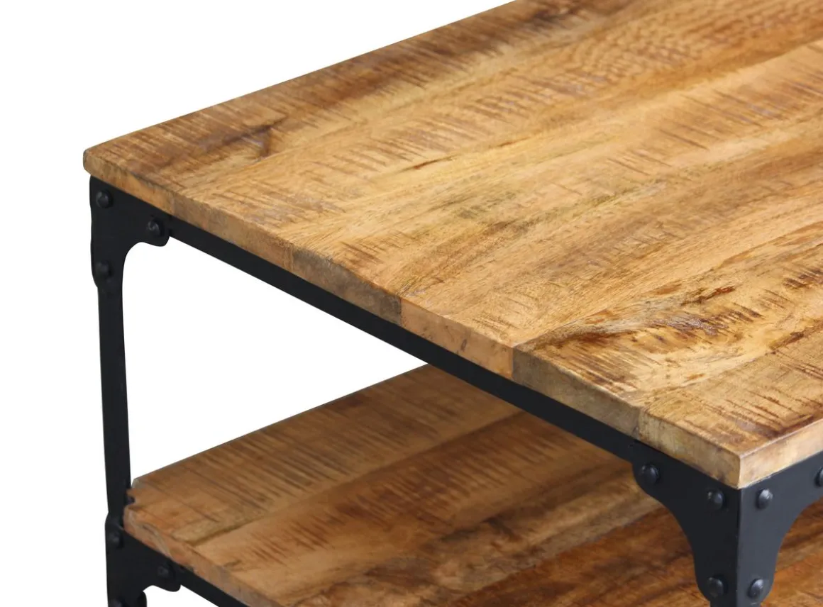 Beistelltisch Holz Vintage BULLOCK mit Rollen 100 x 55 x 40 cm