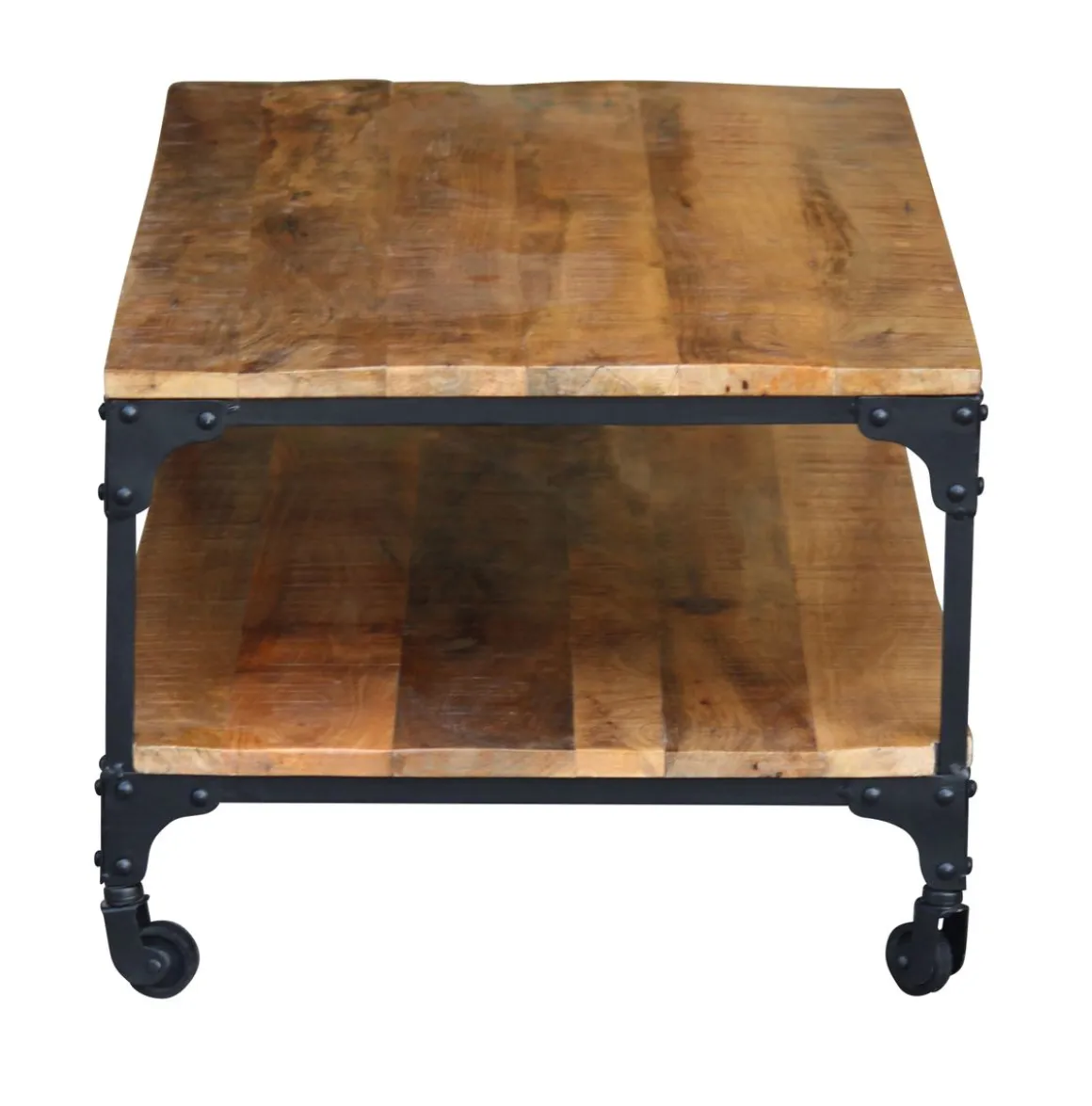 Beistelltisch Holz Vintage BULLOCK mit Rollen 100 x 55 x 40 cm