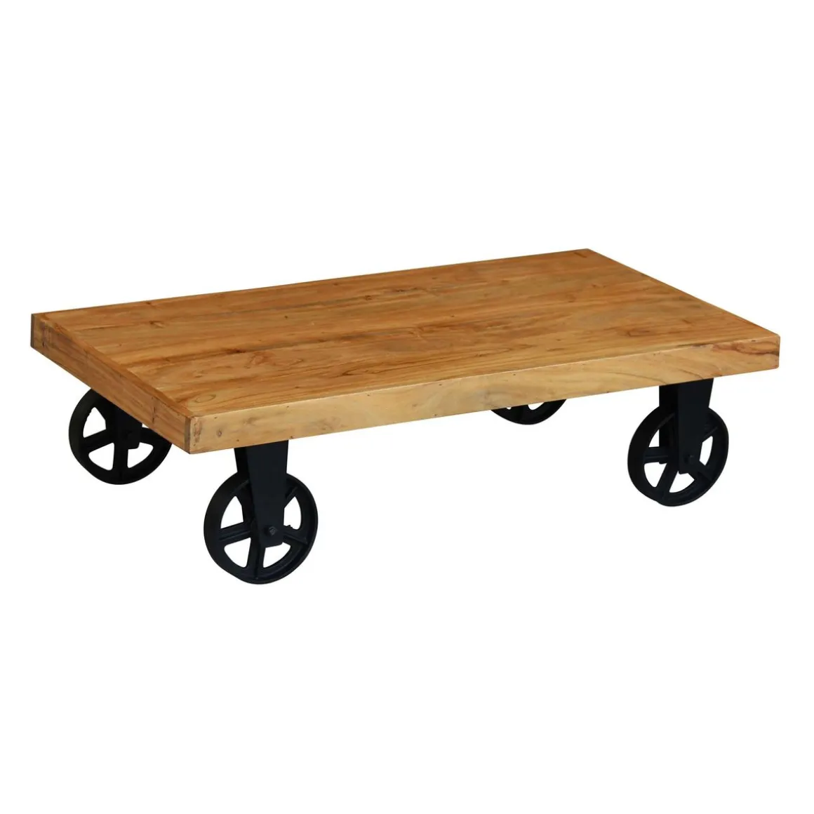 Beistelltisch Holz Vintage COOPER mit Rollen 110 x 60 x 30 cm