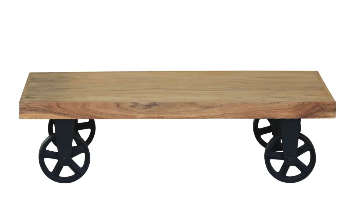 Beistelltisch Holz Vintage COOPER mit Rollen 110 x 60 x 30 cm