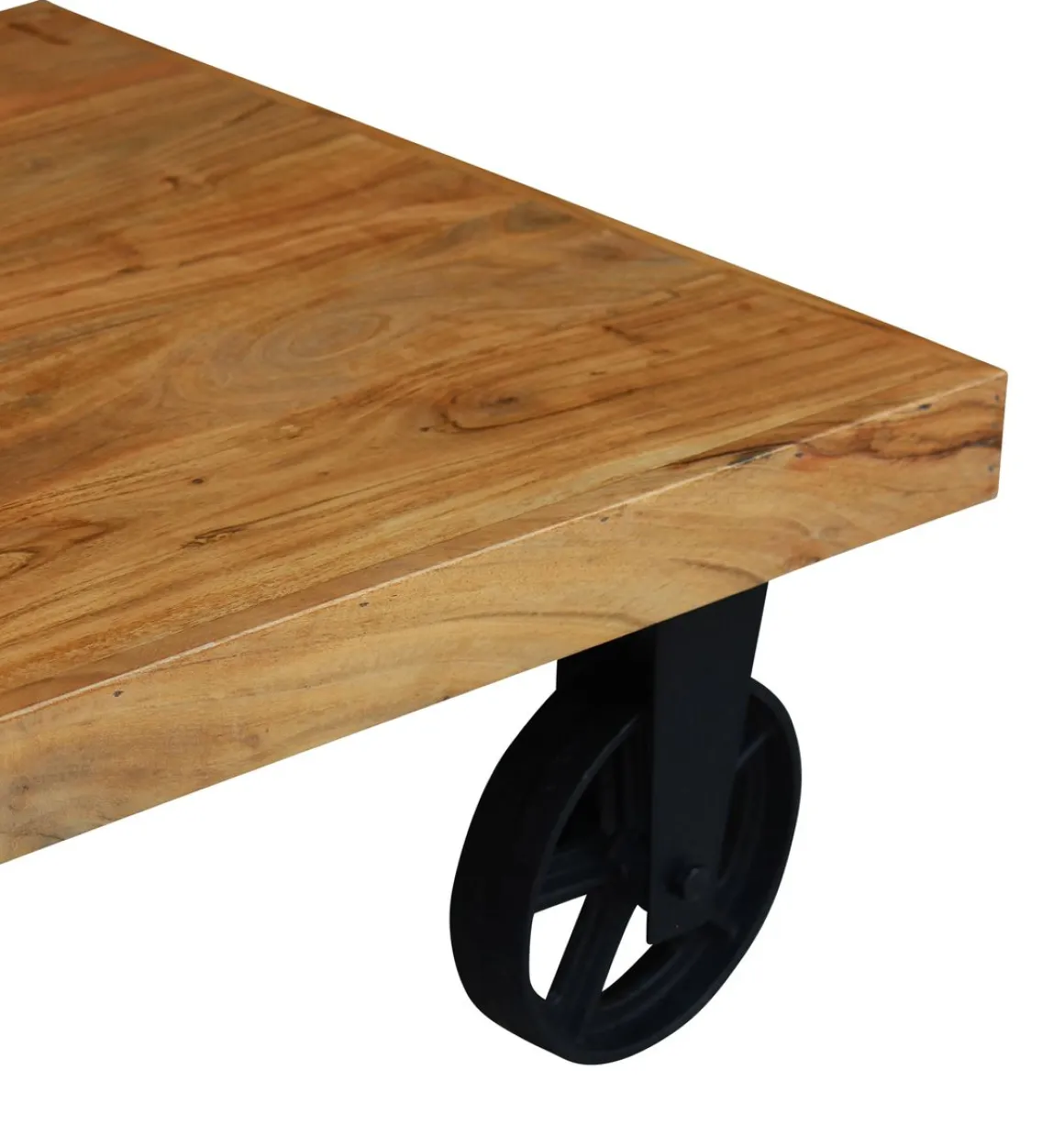 Beistelltisch Holz Vintage COOPER mit Rollen 110 x 60 x 30 cm