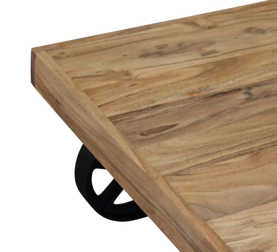Beistelltisch Holz Vintage COOPER mit Rollen 110 x 60 x 30 cm