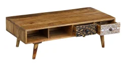 Beistelltisch Holz Vintage ERIC mit Stauraum 115 x 55 x 35 cm