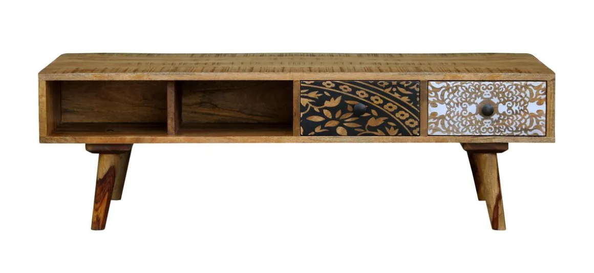 Beistelltisch Holz Vintage ERIC mit Stauraum 115 x 55 x 35 cm
