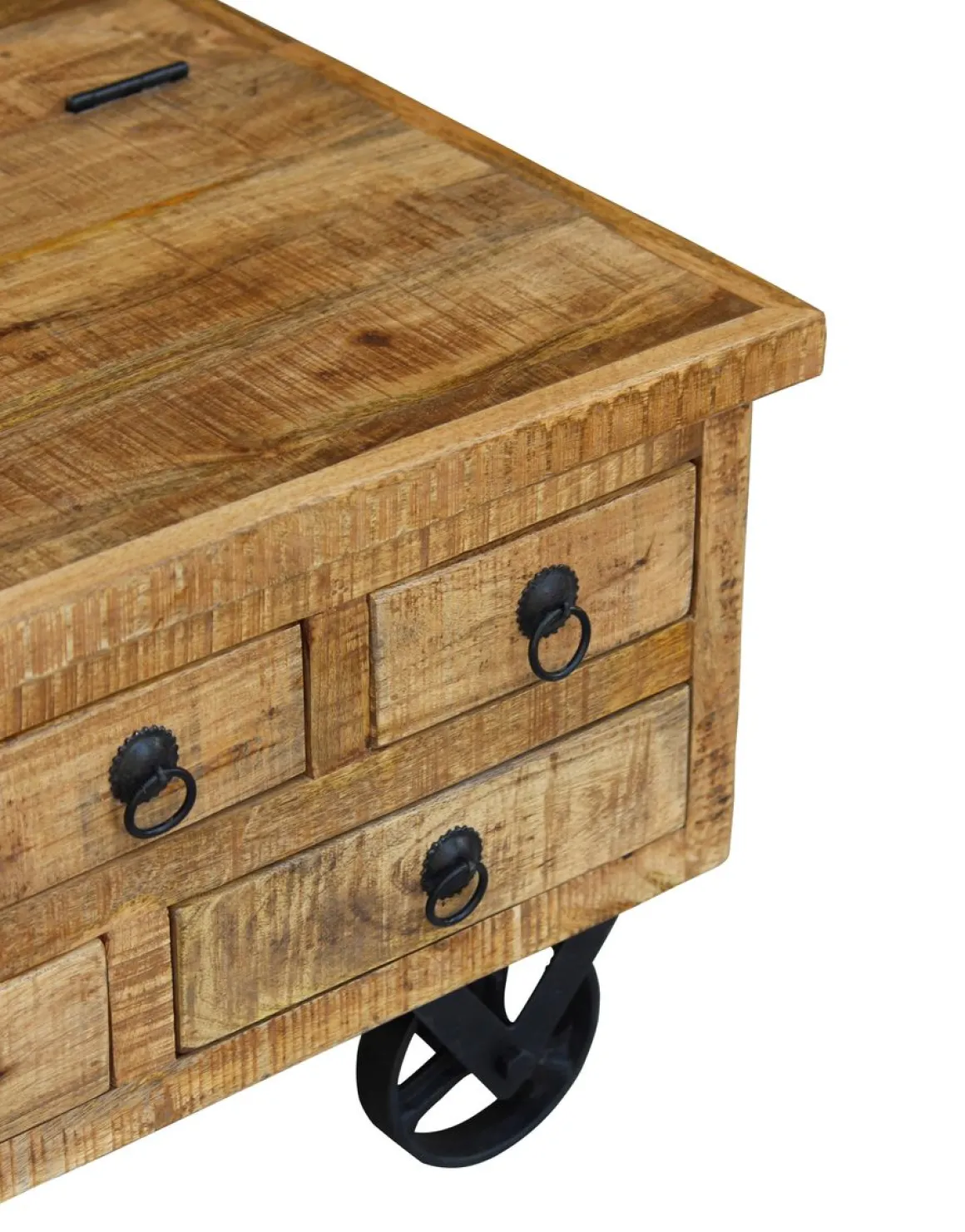 Beistelltisch Holz Vintage PITT mit Rollen 70 x 70 x 40 cm