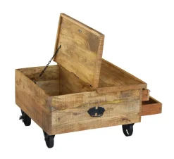 Beistelltisch Holz Vintage PITT mit Rollen 70 x 70 x 40 cm