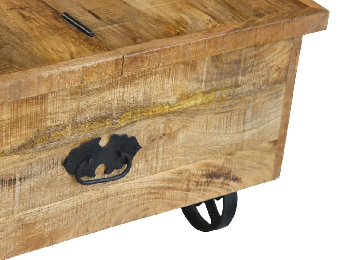 Beistelltisch Holz Vintage PITT mit Rollen 70 x 70 x 40 cm