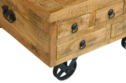 Beistelltisch Holz Vintage PITT mit Rollen 70 x 70 x 40 cm