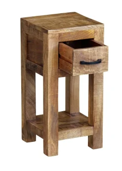 Beistelltisch Holz Vintage SEAN mit Schubalde 28 x 28 x 58 cm