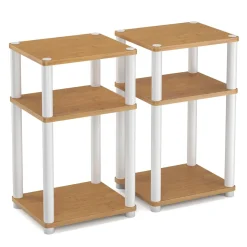Beistelltisch INGOT 2er Set 34 x 30 x 60 cm braun/weiss