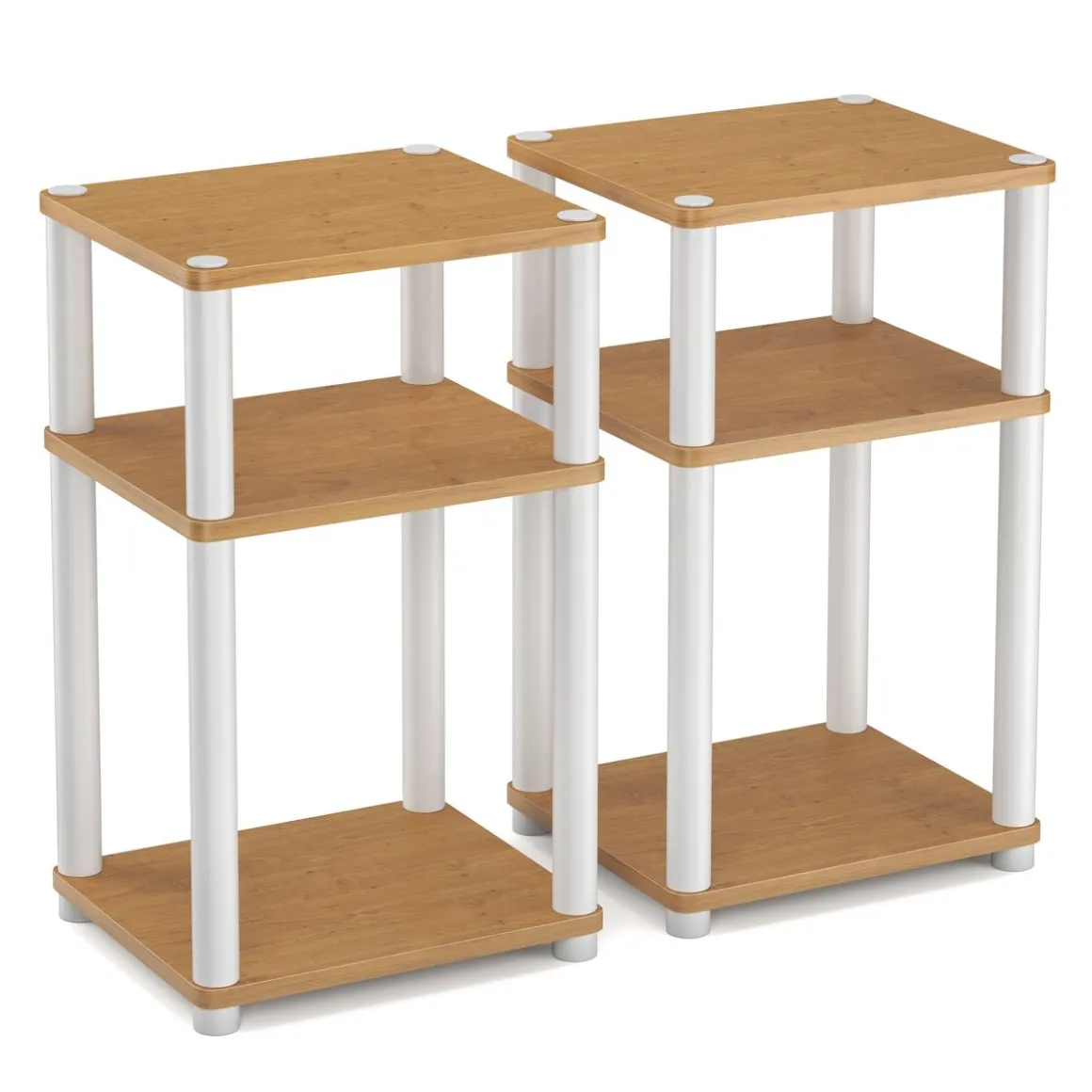 Beistelltisch INGOT 2er Set 34 x 30 x 60 cm braun/weiss