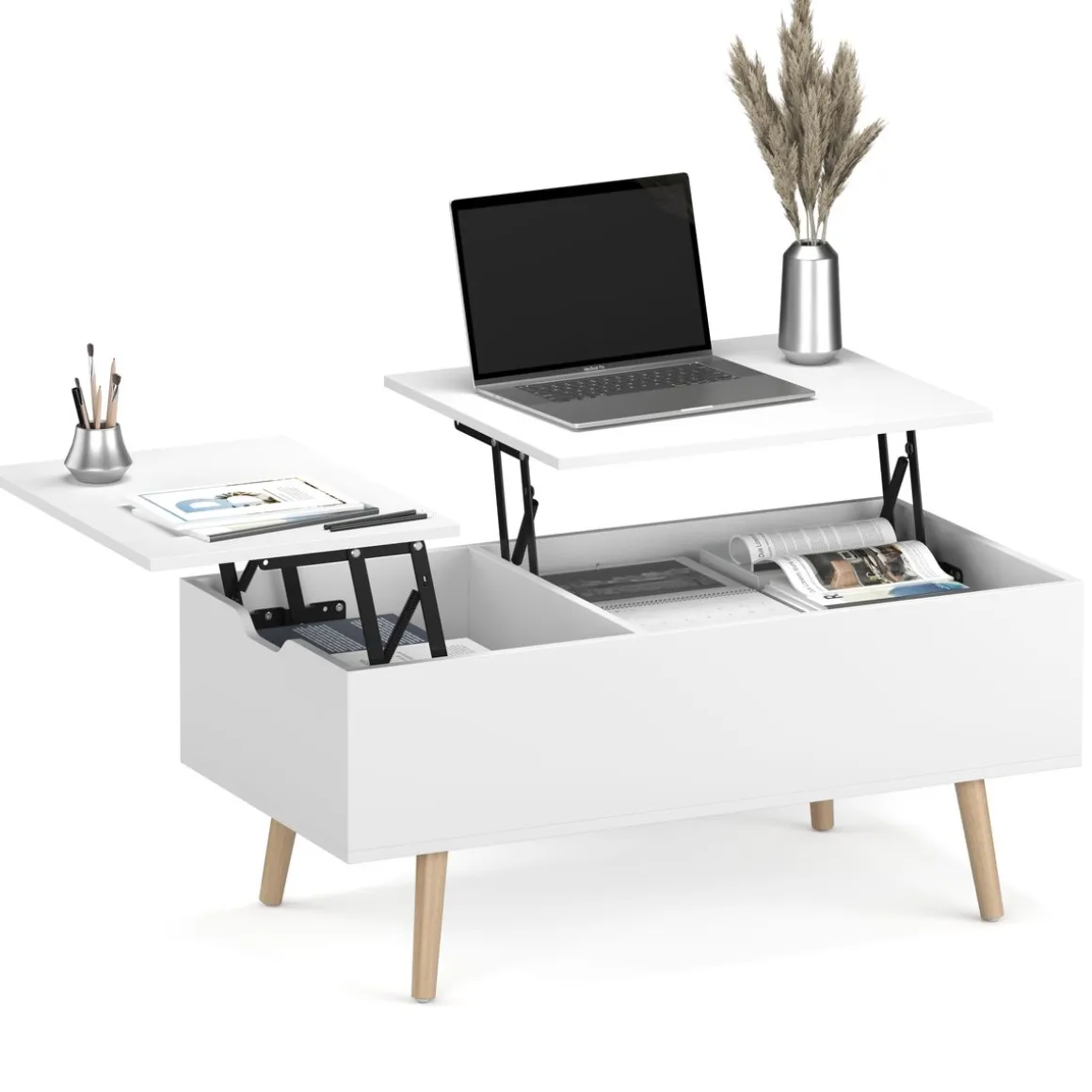 Beistelltisch Laptoptisch NORDIC 101 x 51 x 44 cm weiss