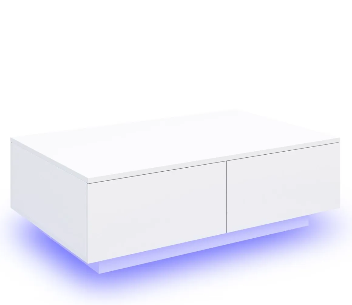 Beistelltisch LED CARINA 95 x 60 x 31 cm weiss
