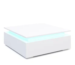 Beistelltisch LED MIRENA 75 x 75 x 29 cm weiss