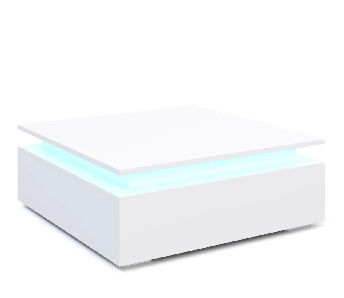 Beistelltisch LED MIRENA 75 x 75 x 29 cm weiss