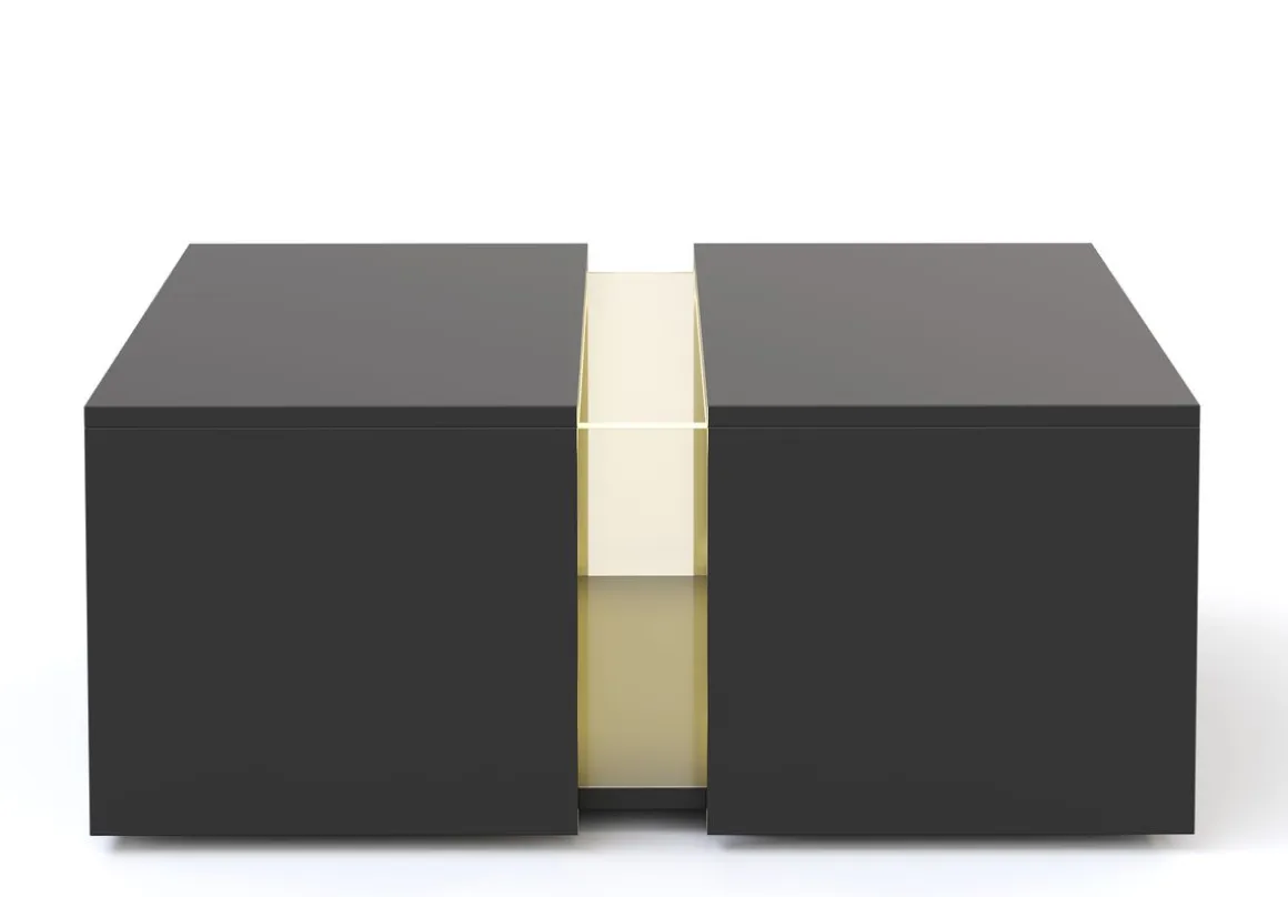 Beistelltisch LED RENA mit Stauraum 77 x 50 x 32 cm schwarz