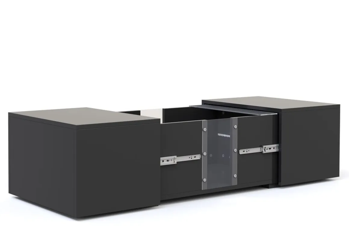 Beistelltisch LED RENA mit Stauraum 77 x 50 x 32 cm schwarz