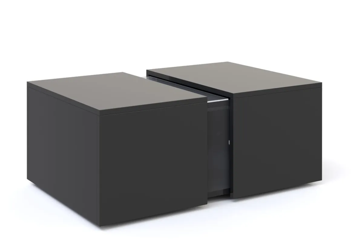 Beistelltisch LED RENA mit Stauraum 77 x 50 x 32 cm schwarz