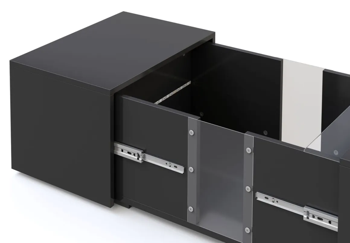 Beistelltisch LED RENA mit Stauraum 77 x 50 x 32 cm schwarz