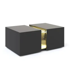 Beistelltisch LED RENA mit Stauraum 77 x 50 x 32 cm schwarz