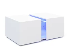 Beistelltisch LED RENA mit Stauraum 77 x 50 x 32 cm weiss