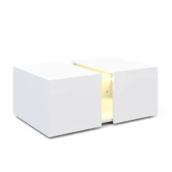 Beistelltisch LED RENA mit Stauraum 77 x 50 x 32 cm weiss