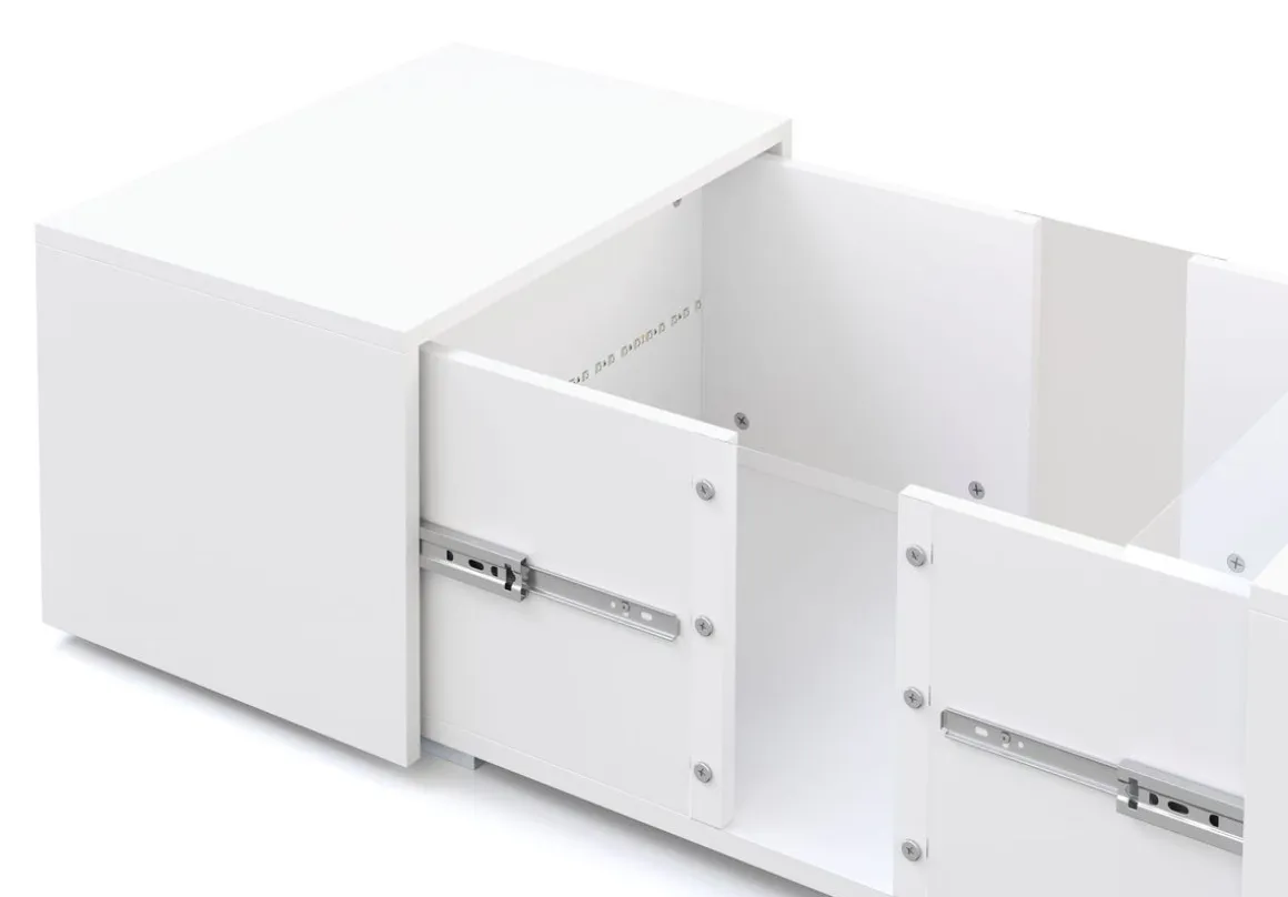 Beistelltisch LED RENA mit Stauraum 77 x 50 x 32 cm weiss