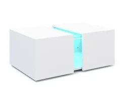 Beistelltisch LED RENA mit Stauraum 77 x 50 x 32 cm weiss