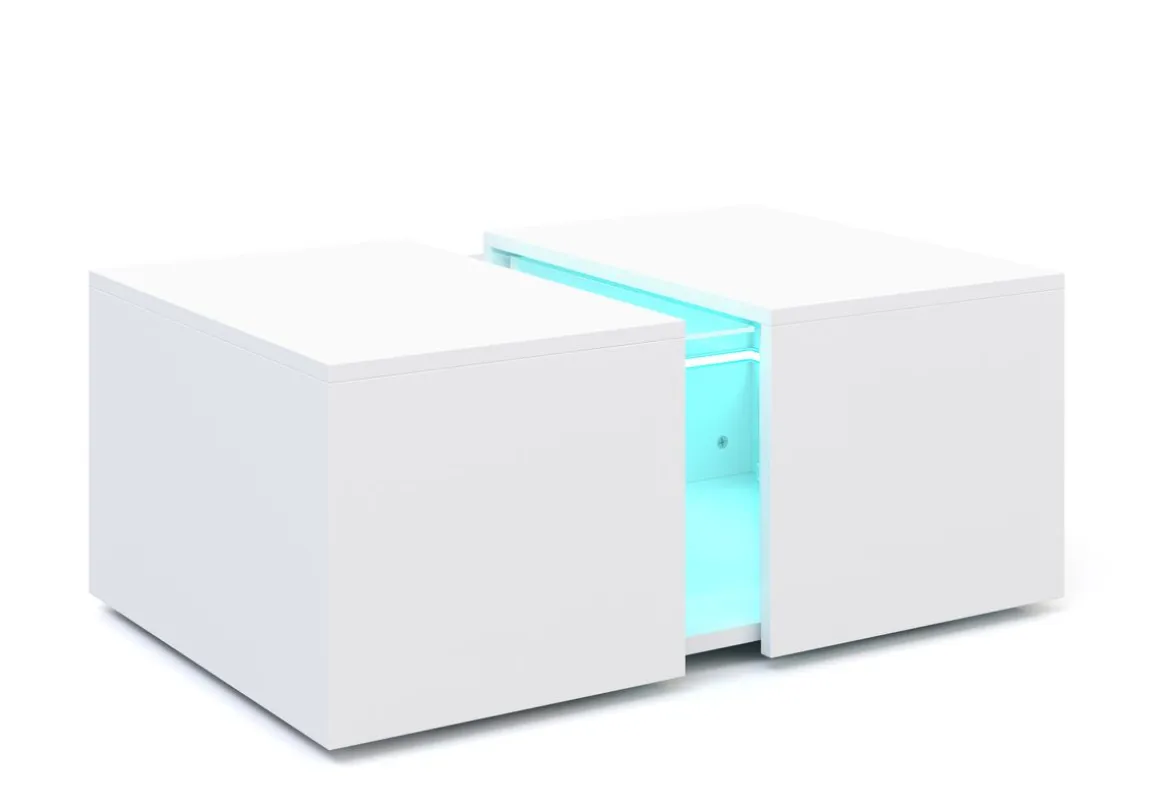 Beistelltisch LED RENA mit Stauraum 77 x 50 x 32 cm weiss