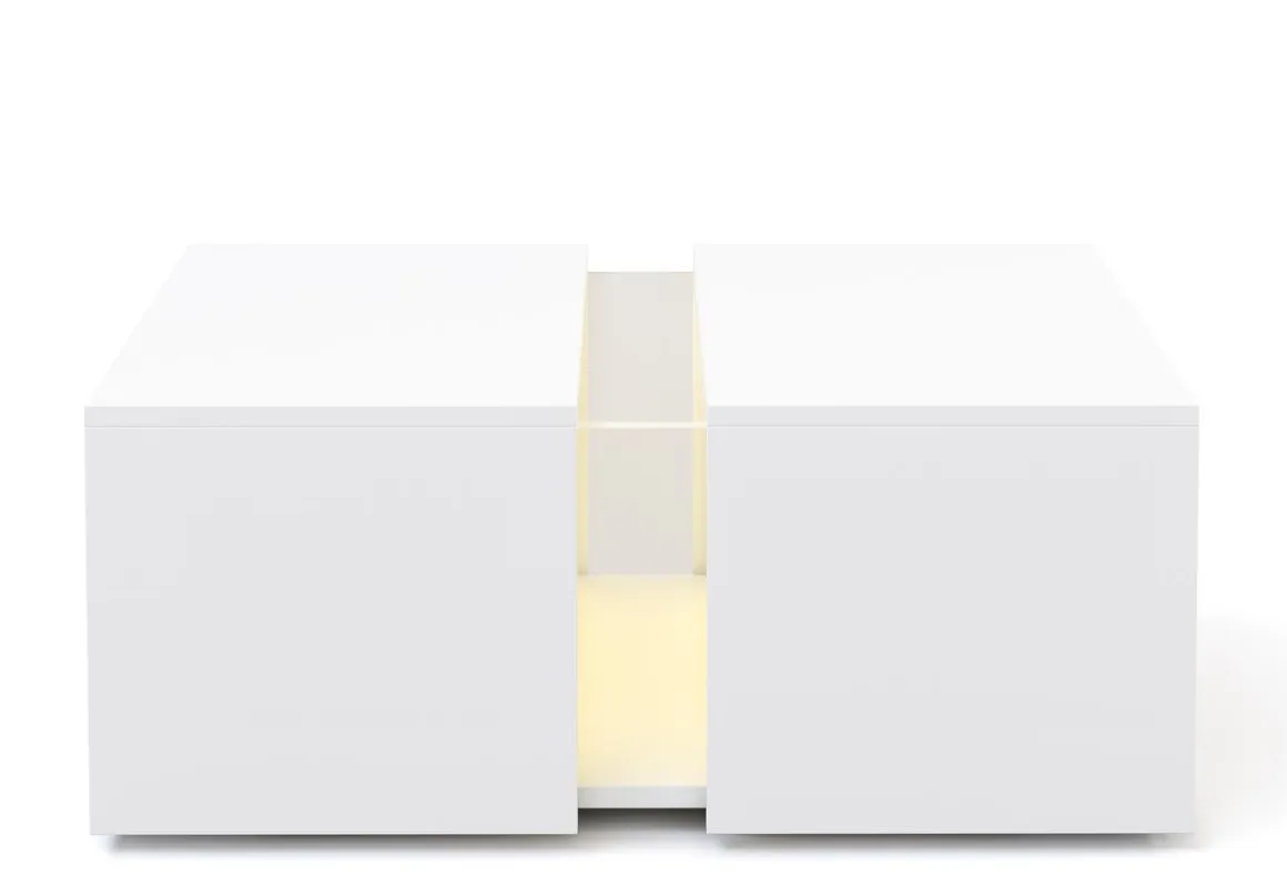 Beistelltisch LED RENA mit Stauraum 77 x 50 x 32 cm weiss