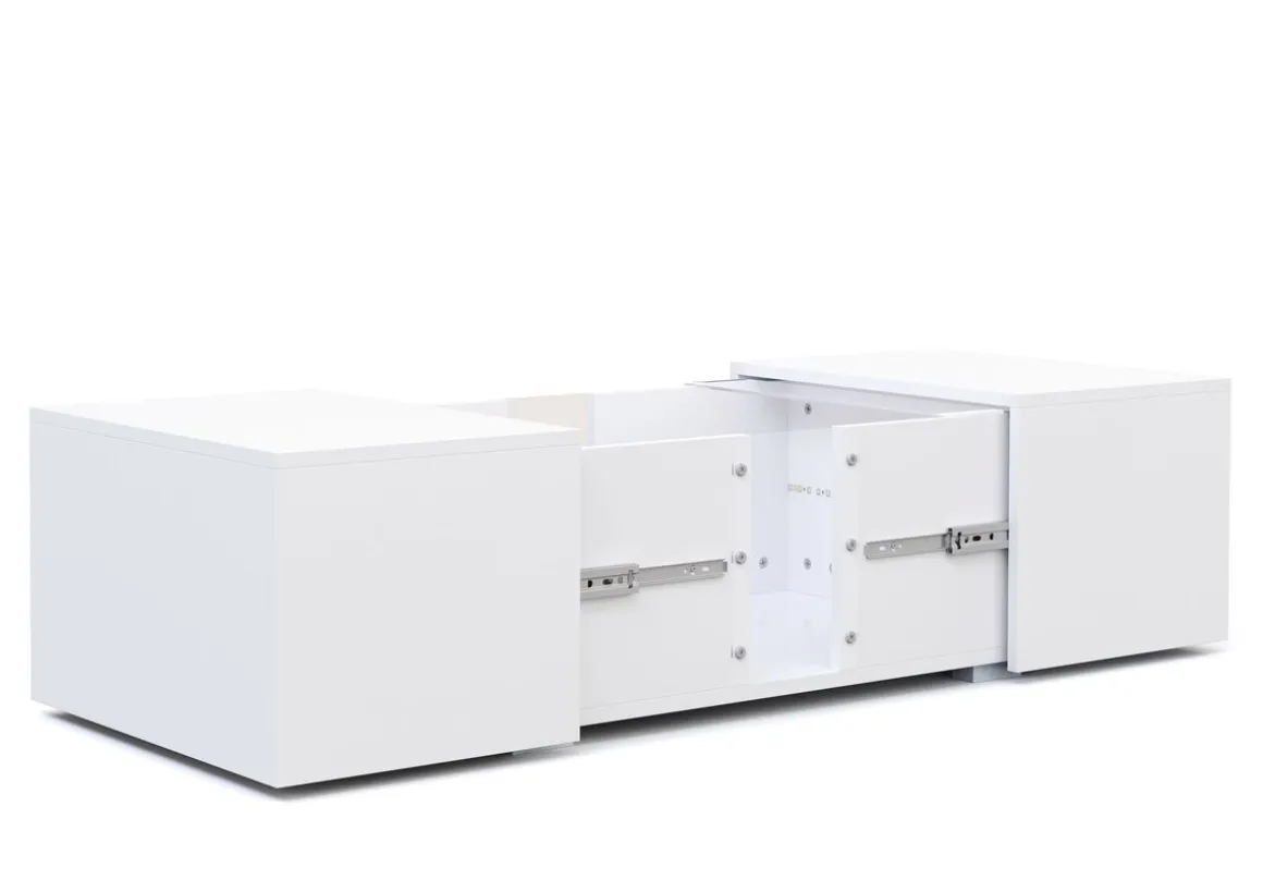 Beistelltisch LED RENA mit Stauraum 77 x 50 x 32 cm weiss