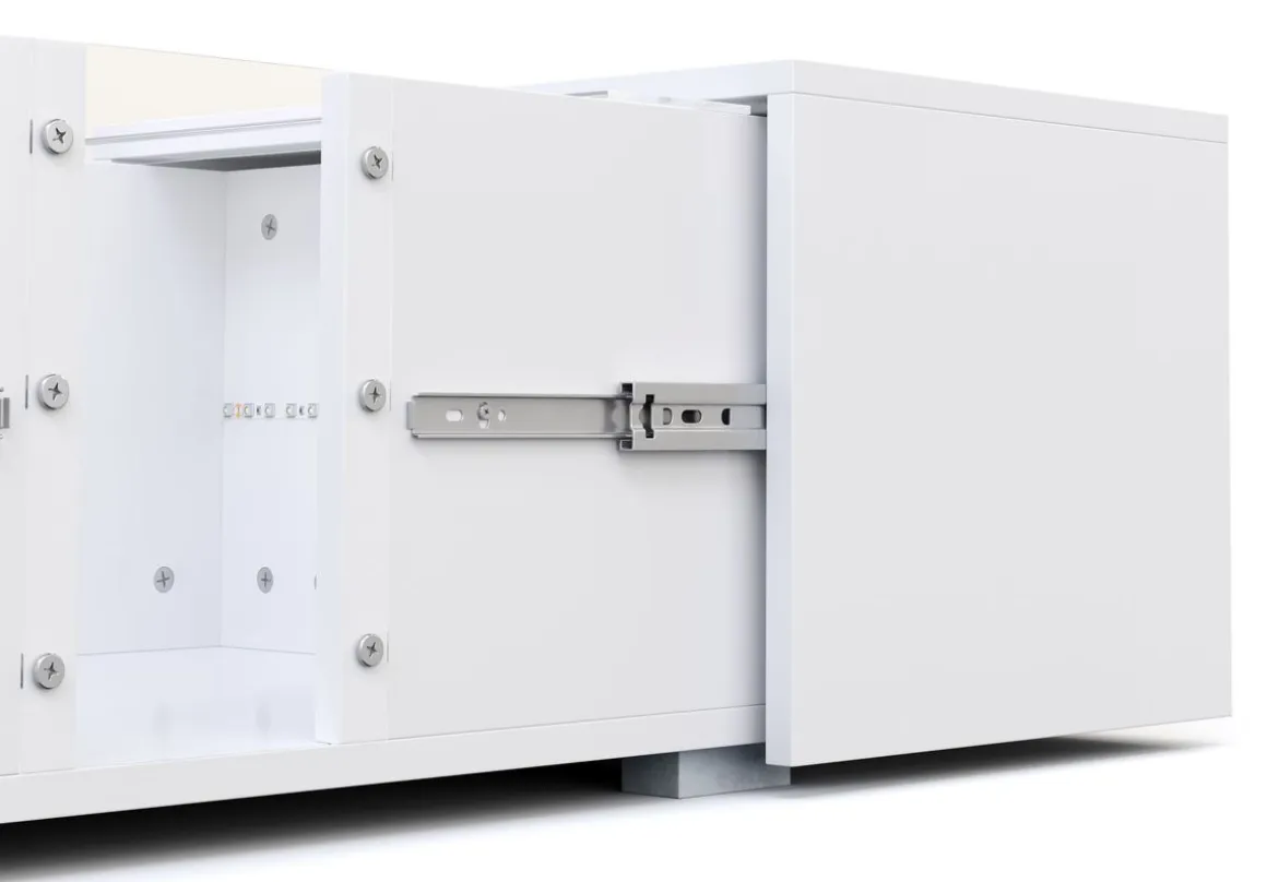 Beistelltisch LED RENA mit Stauraum 77 x 50 x 32 cm weiss