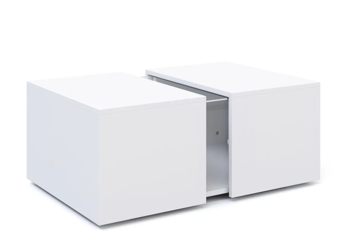 Beistelltisch LED RENA mit Stauraum 77 x 50 x 32 cm weiss