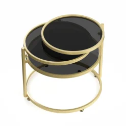 Beistelltisch LOREDANA rund 139 x 56 x 43 cm schwarz/gold