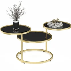Beistelltisch LOREDANA rund 139 x 56 x 43 cm schwarz/gold