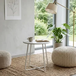 Beistelltisch Metall BELVRA rund 45 x 46 cm weiss