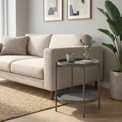 Beistelltisch Metall BRIELLA rund 45 x 53 cm anthrazit