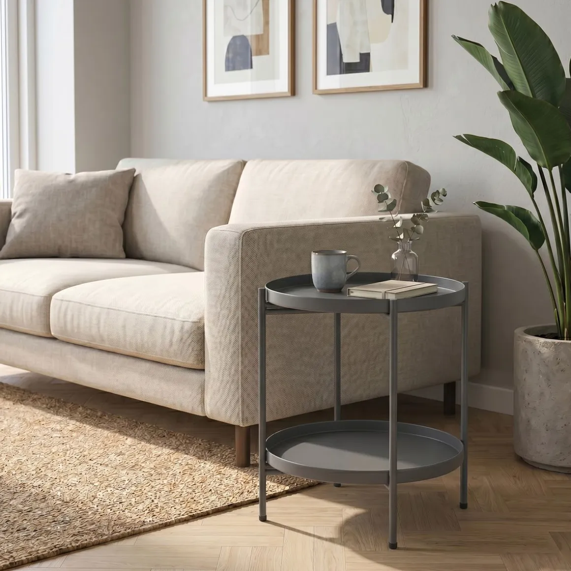 Beistelltisch Metall BRIELLA rund 45 x 53 cm anthrazit