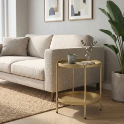 Beistelltisch Metall BRIELLA rund 45 x 53 cm gold