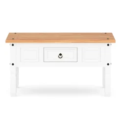 Beistelltisch MORELIA 95 x 55 x 50 cm weiss/natur