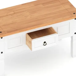 Beistelltisch MORELIA 95 x 55 x 50 cm weiss/natur