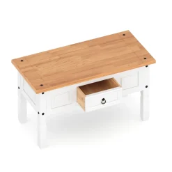 Beistelltisch MORELIA 95 x 55 x 50 cm weiss/natur