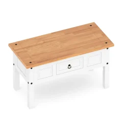 Beistelltisch MORELIA 95 x 55 x 50 cm weiss/natur