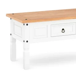Beistelltisch MORELIA 95 x 55 x 50 cm weiss/natur