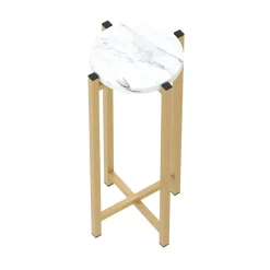 Beistelltisch PANO rund 22 x 22 x 57 cm weiss/gold