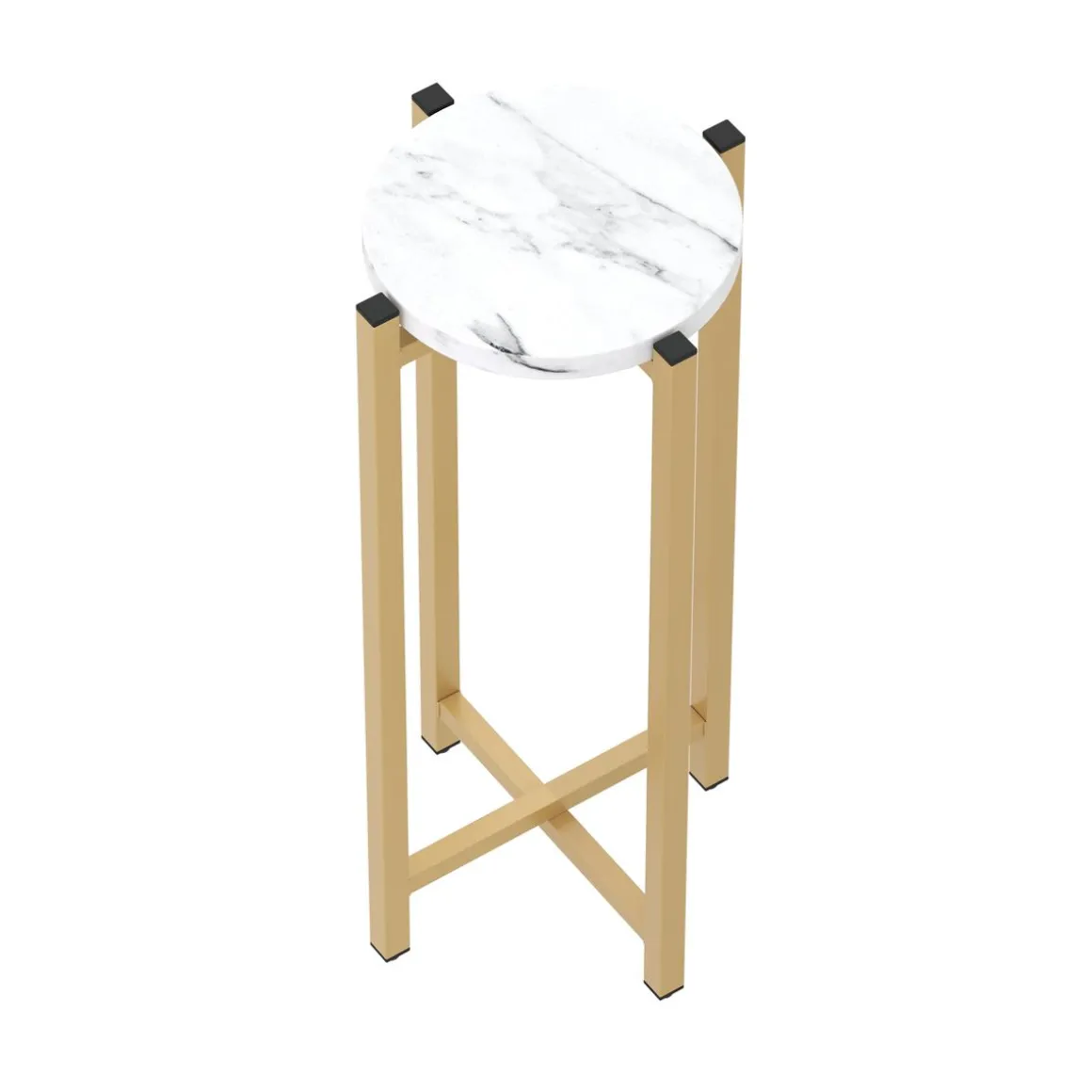 Beistelltisch PANO rund 22 x 22 x 57 cm weiss/gold
